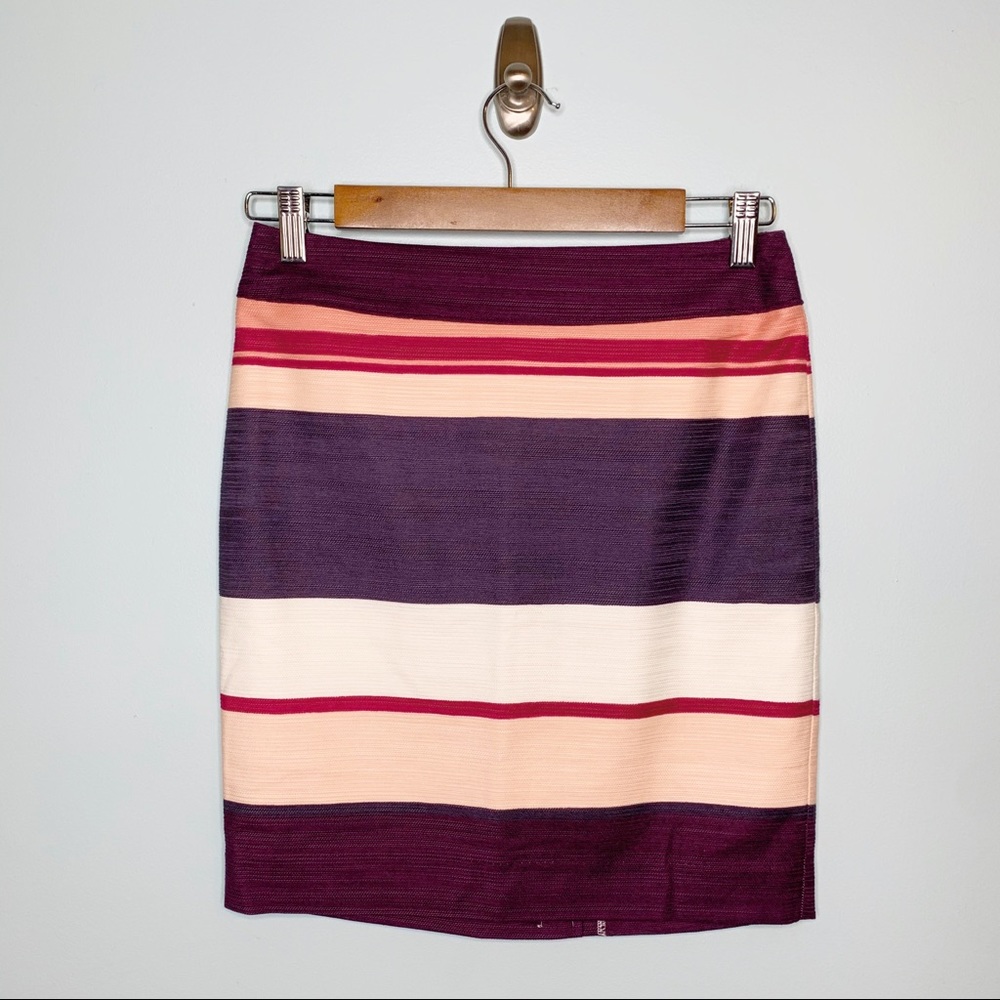 LOFT Purple Striped Textured Pencil Skirt